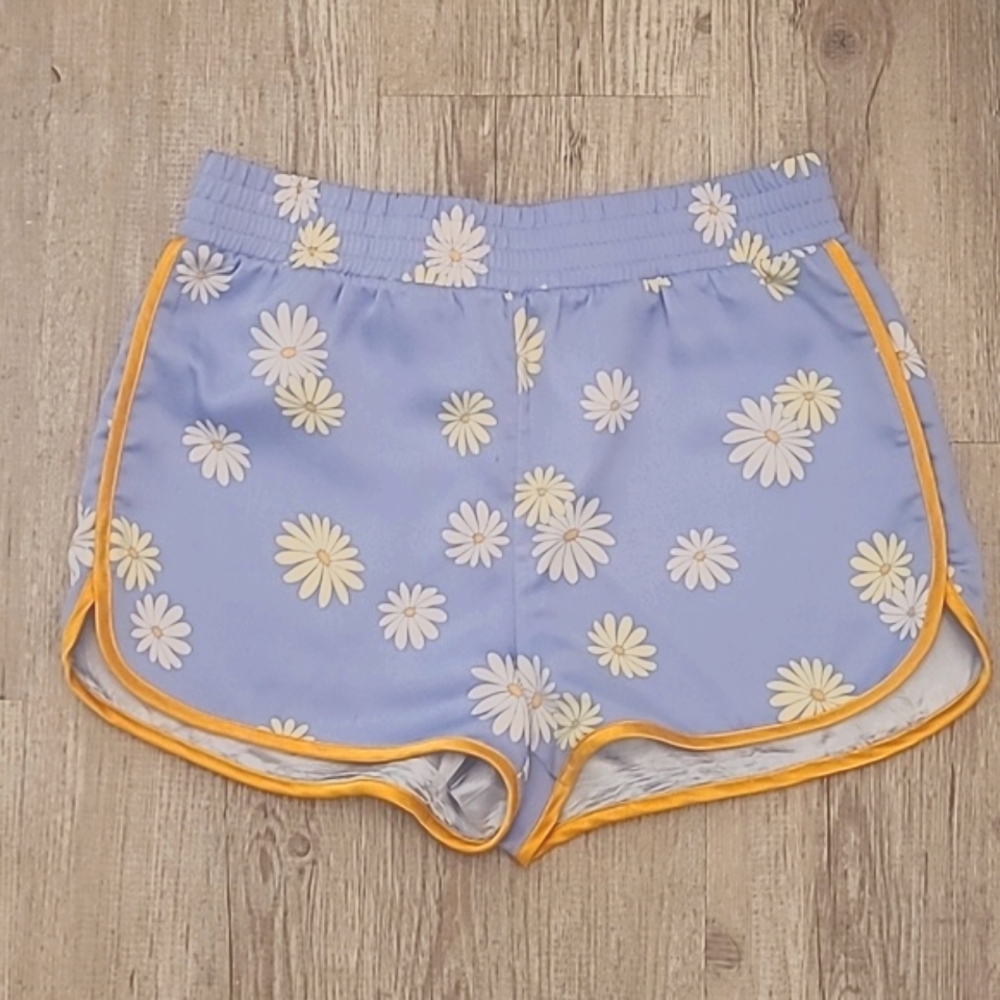 Juicy Couture Black Label Satin Bluechill Sketched Daisy Shorts S